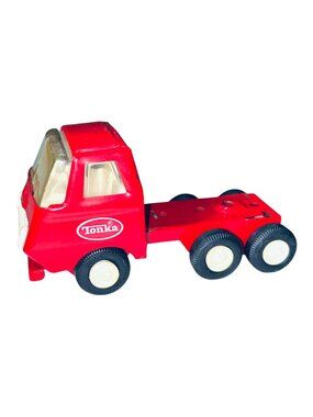 Vintage 1970's Mini Tonka Red 6-Wheel Semi Truck Cab Pressed Steel #55010